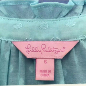 Lilly Pulitzer Tops - Lilly Pulitzer AQUA Pin Dot RUFFLE Elsa Top Blouse Lilly Pulitzer Tops - Lilly Pulitzer AQUA Pin Dot RUFFLE Elsa Top Blouse